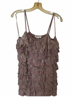 Kenar size size large pink tiered lace camisole shelf bra layered or tiered